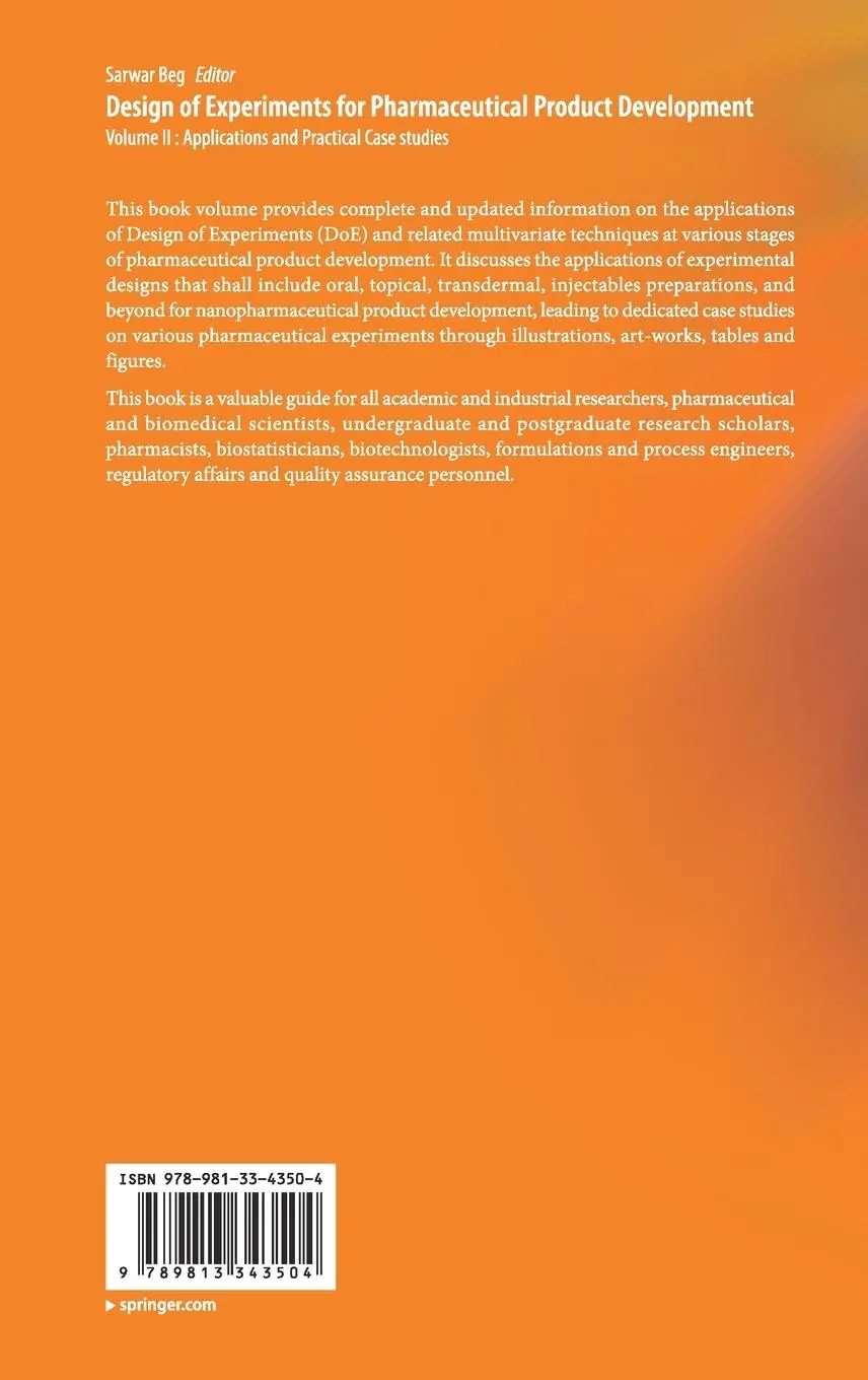 Rückseite: 9789813343504 | Design of Experiments for Pharmaceutical Product Development | Beg