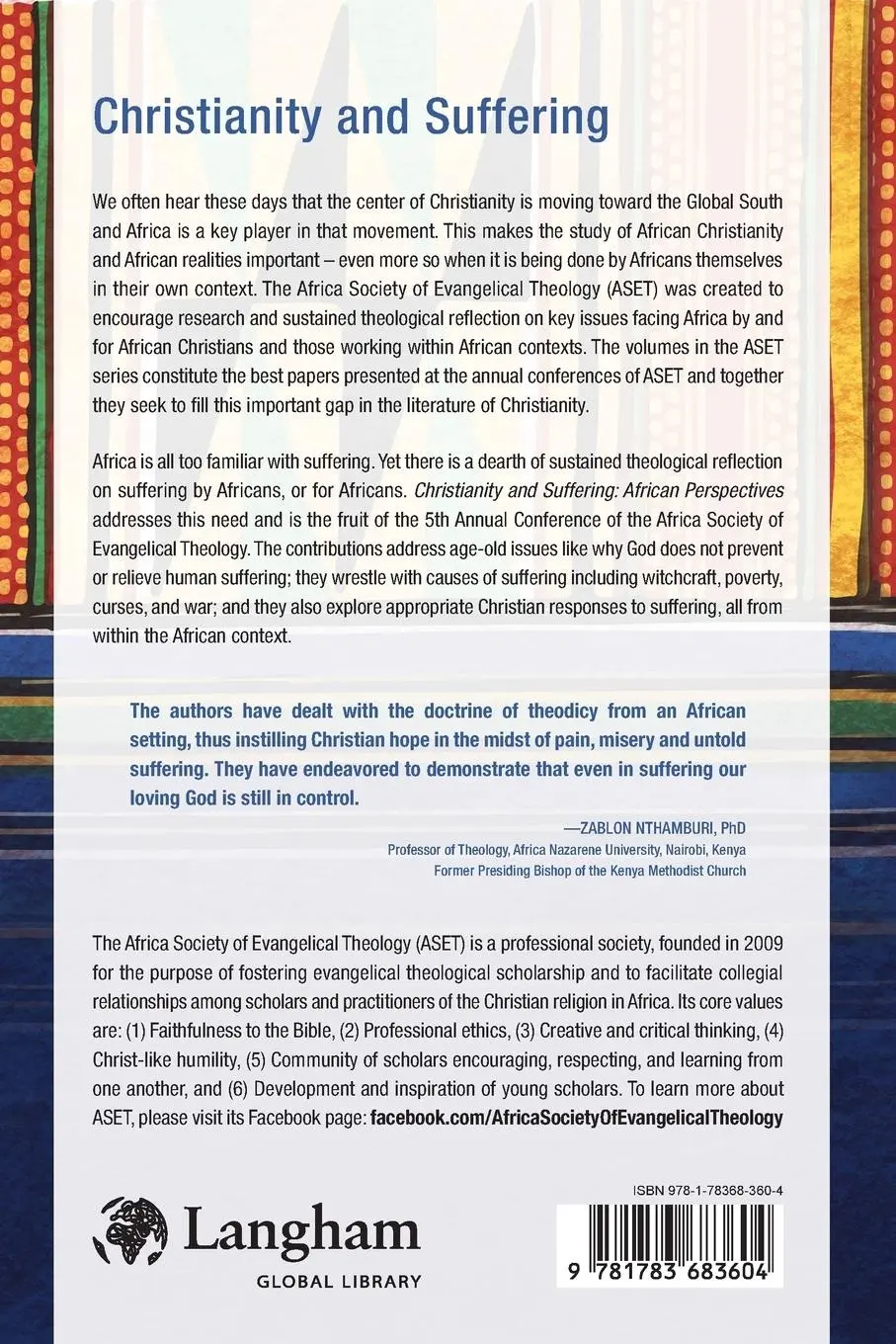 Rückseite: 9781783683604 | Christianity and Suffering | African Perspectives | Rodney L. Reed