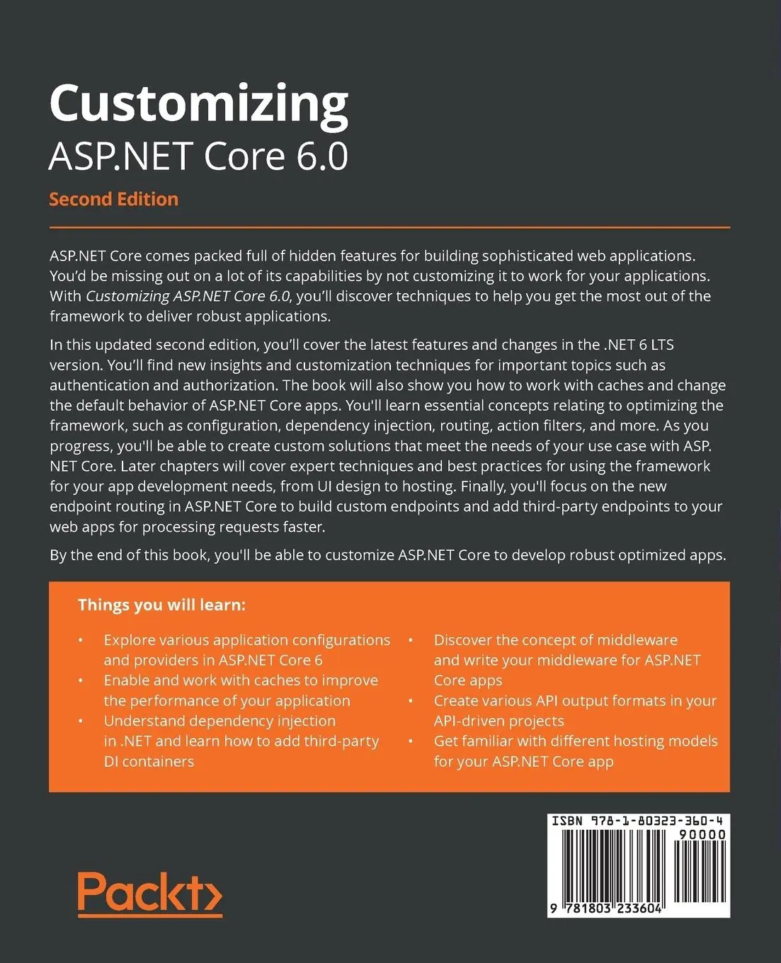 Rückseite: 9781803233604 | Customizing ASP.NET Core 6.0 - Second Edition | Jürgen Gutsch | Buch