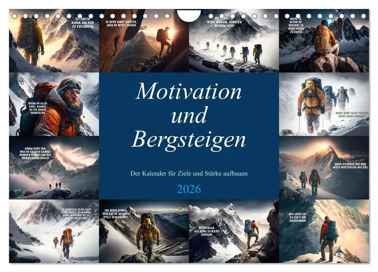Cover: 9783457533604 | Motivation und Bergsteigen (Wandkalender 2026 DIN A4 quer),...