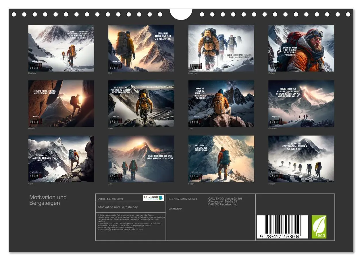 Bild: 9783457533604 | Motivation und Bergsteigen (Wandkalender 2026 DIN A4 quer),...