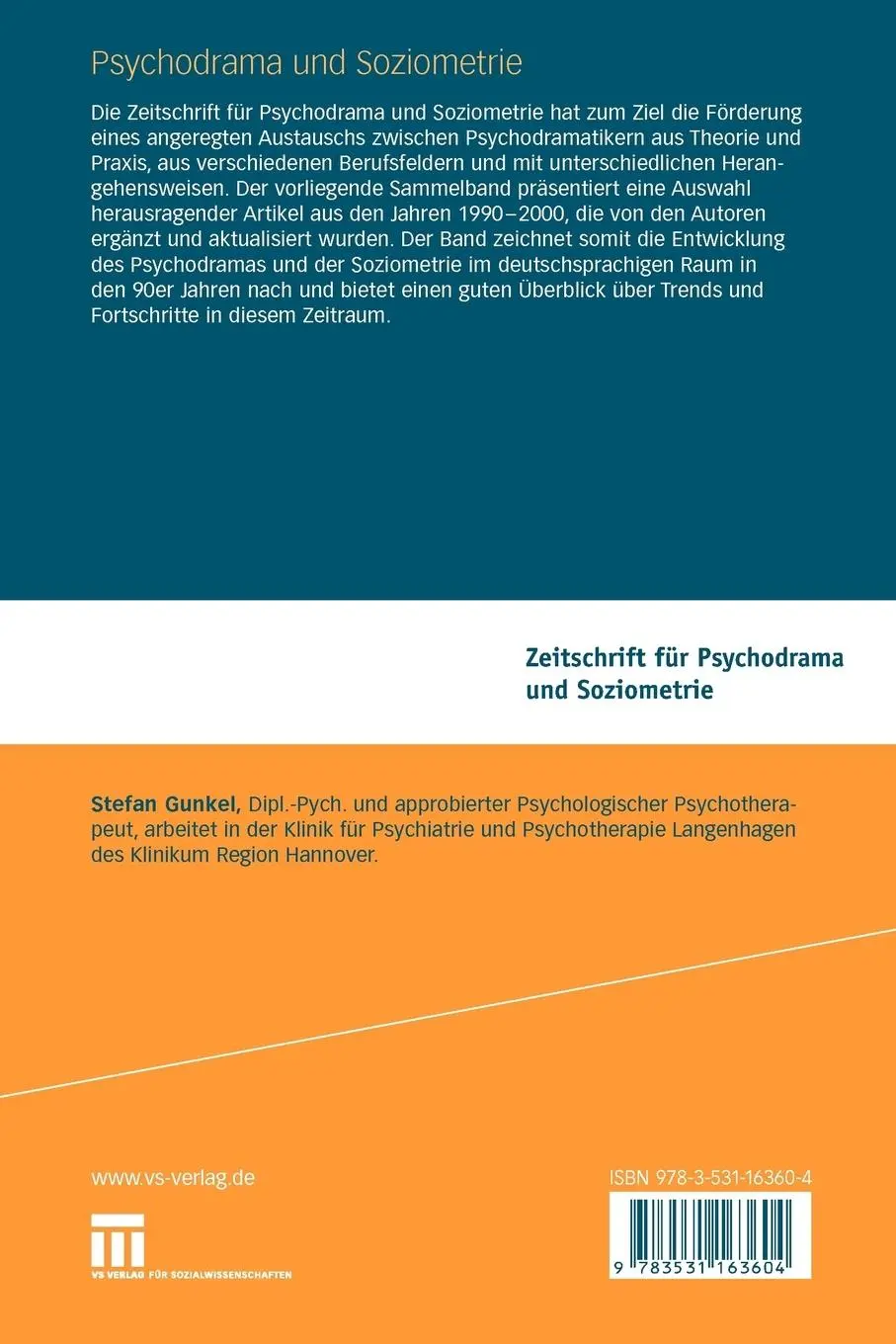 Rückseite: 9783531163604 | Psychodrama und Soziometrie | Stefan Gunkel | Taschenbuch | Paperback
