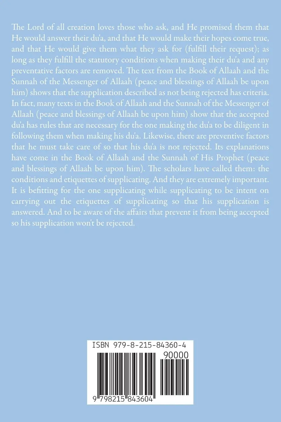 Rückseite: 9798215843604 | Explanation of Ibn Qayyim's Thirteen Conditions for an Accepted Dua