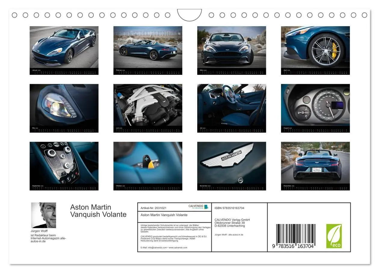 Bild: 9783516163704 | Aston Martin Vanquish Volante (Wandkalender 2026 DIN A4 quer),...