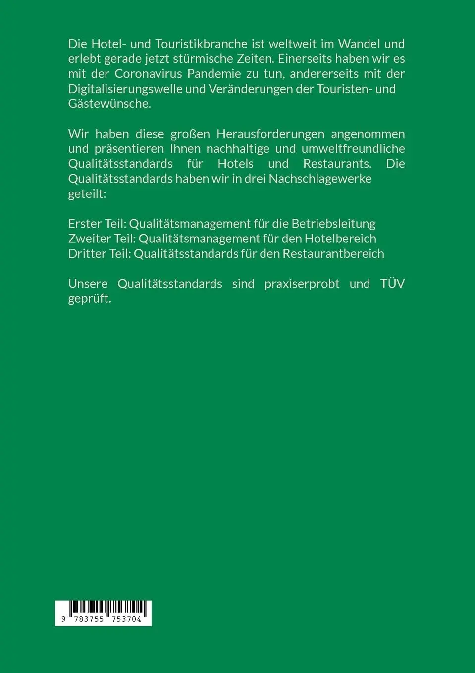 Rückseite: 9783755753704 | Nachhaltige und umweltfreundliche Qualitätsstandards für Hotels und...