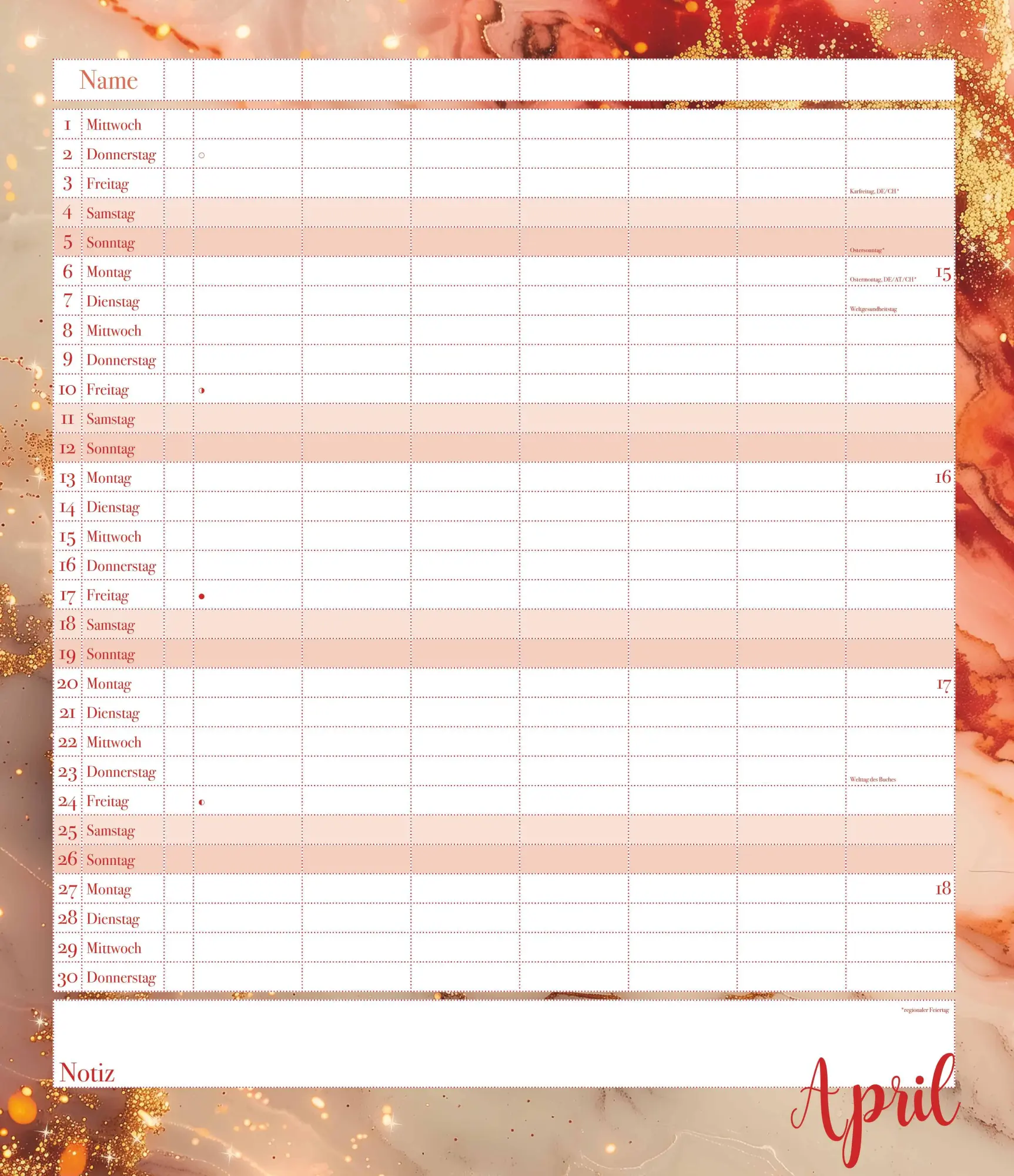 Bild: 4069095003804 | Flexiplaner Glamour im Format 34,5 x 40 | Kalender | 14 S. | Deutsch