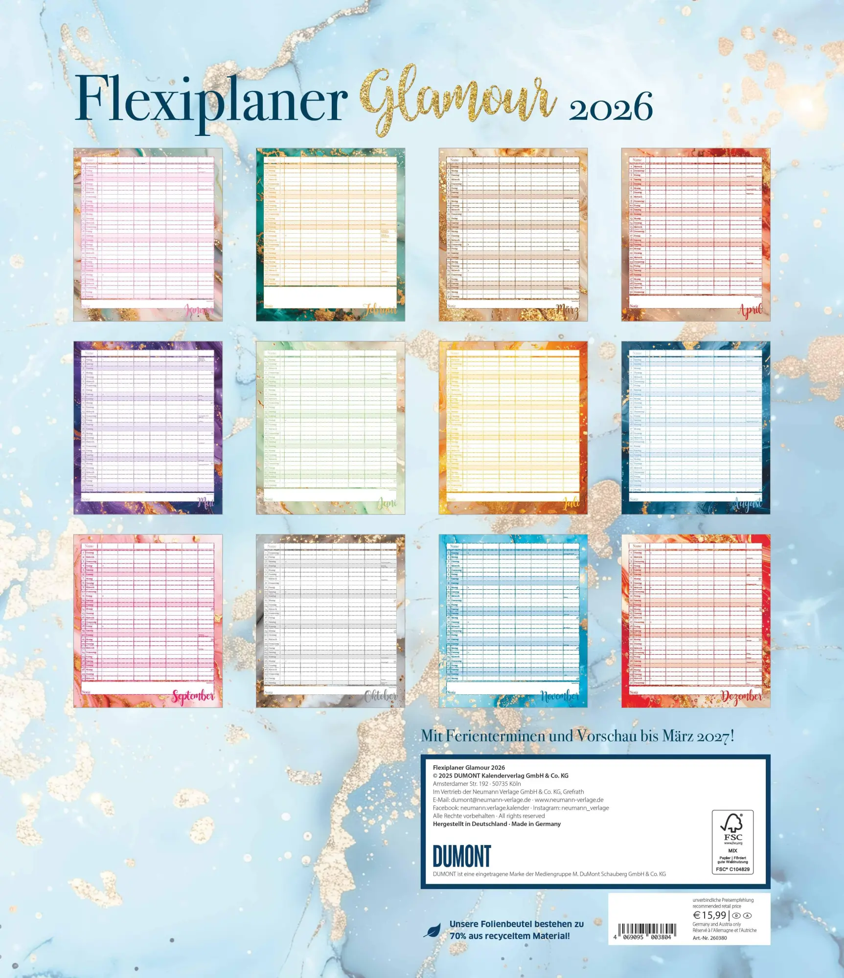 Bild: 4069095003804 | Flexiplaner Glamour im Format 34,5 x 40 | Kalender | 14 S. | Deutsch
