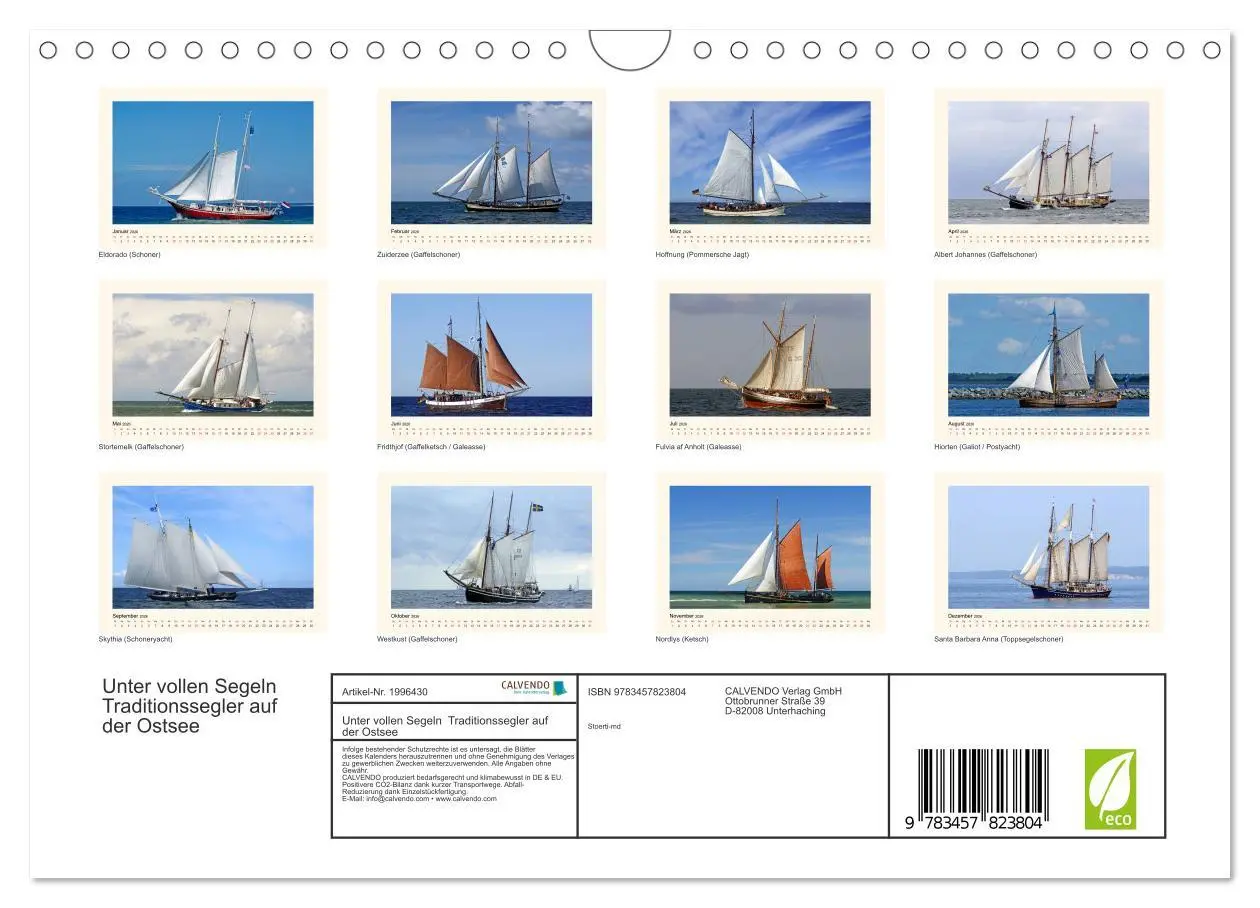 Bild: 9783457823804 | Unter vollen Segeln Traditionssegler auf der Ostsee (Wandkalender...