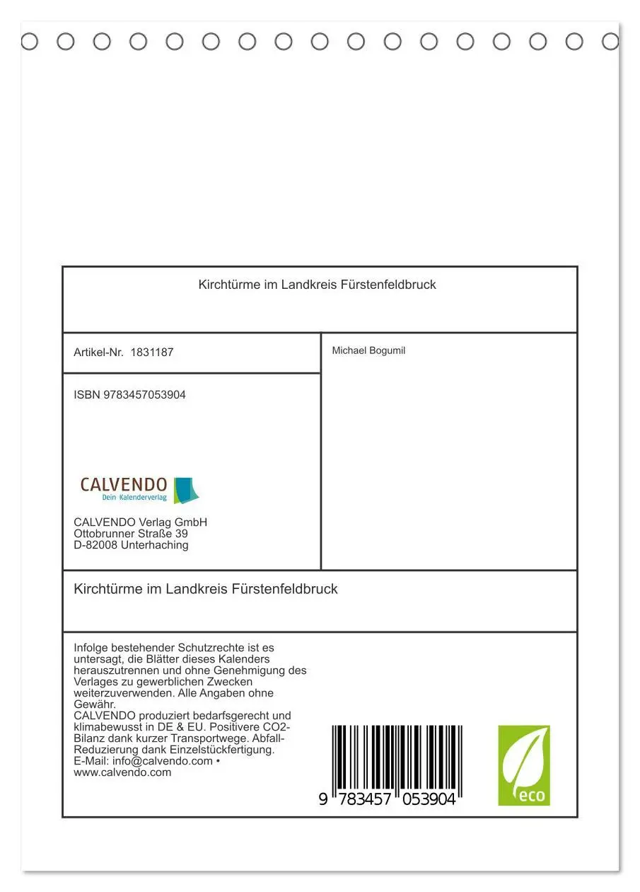 Bild: 9783457053904 | Kirchtürme im Landkreis Fürstenfeldbruck (Tischkalender 2025 DIN A5...