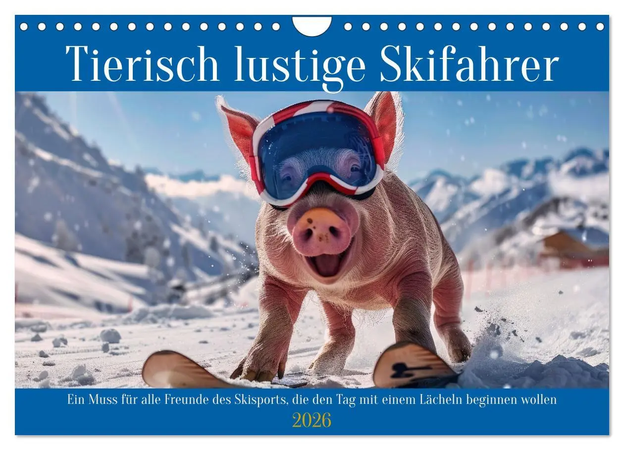 Cover: 9783457324004 | Tierisch lustige Skifahrer (Wandkalender 2026 DIN A4 quer),...