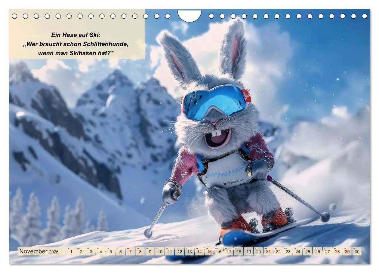 Bild: 9783457324004 | Tierisch lustige Skifahrer (Wandkalender 2026 DIN A4 quer),...