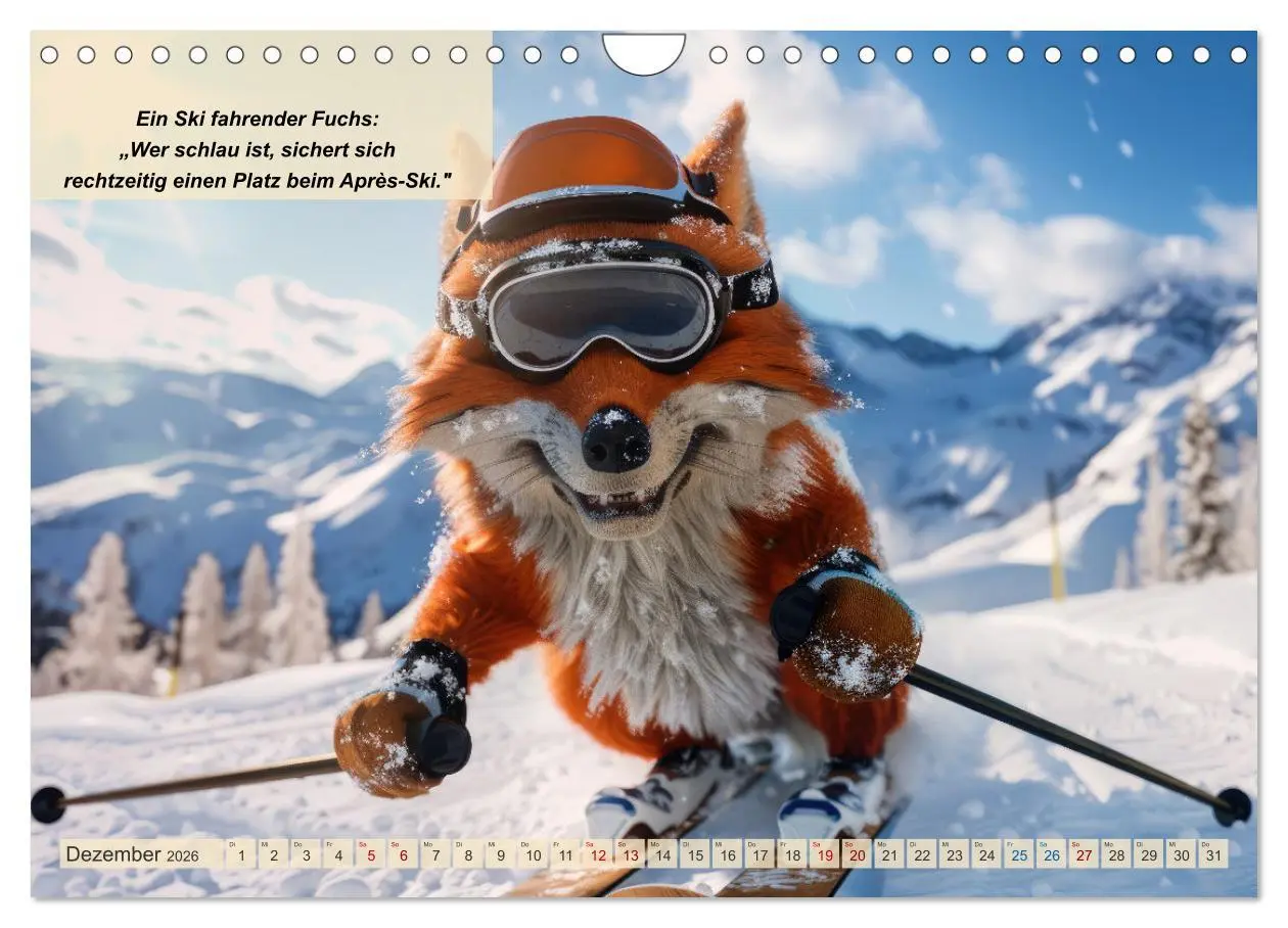 Bild: 9783457324004 | Tierisch lustige Skifahrer (Wandkalender 2026 DIN A4 quer),...
