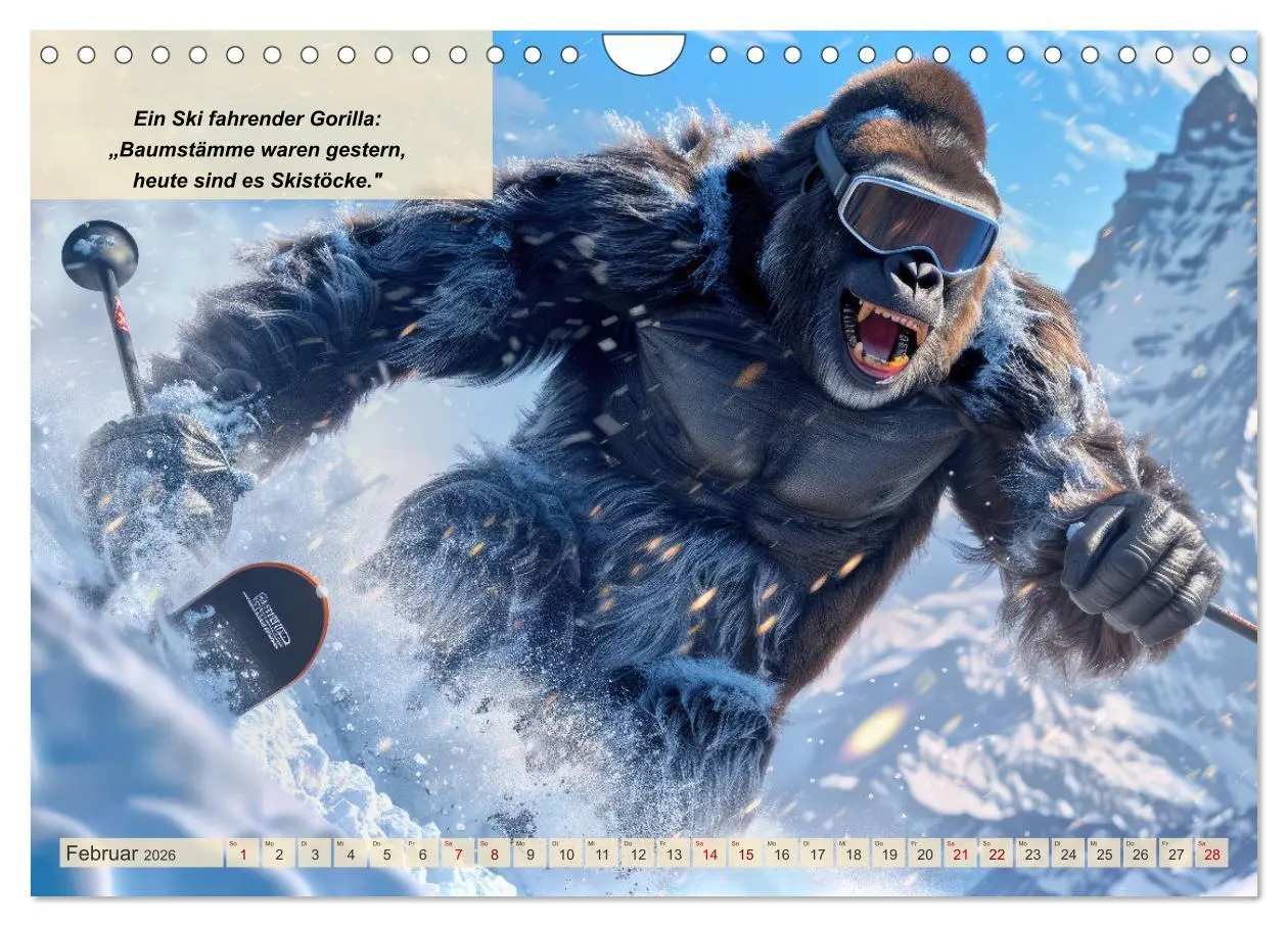 Bild: 9783457324004 | Tierisch lustige Skifahrer (Wandkalender 2026 DIN A4 quer),...