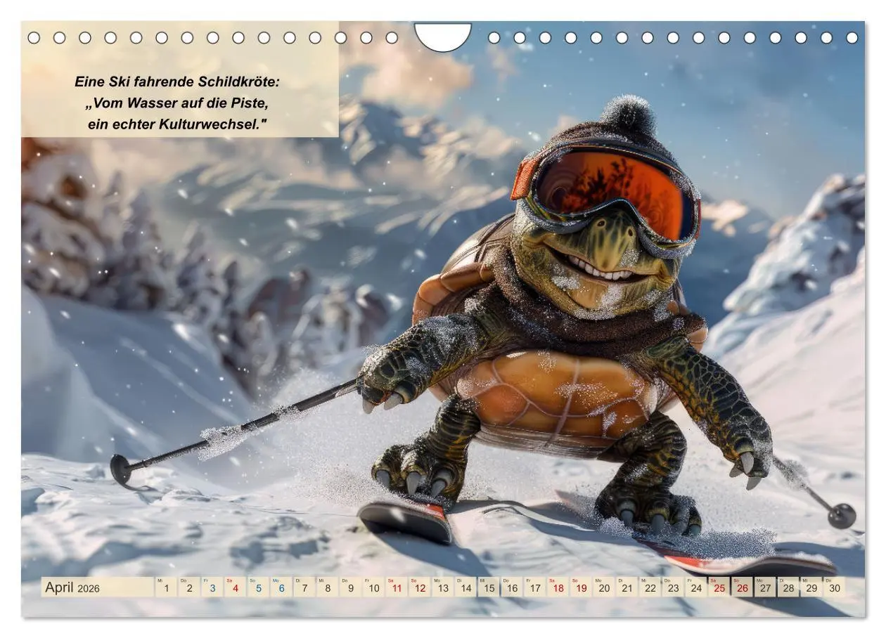 Bild: 9783457324004 | Tierisch lustige Skifahrer (Wandkalender 2026 DIN A4 quer),...