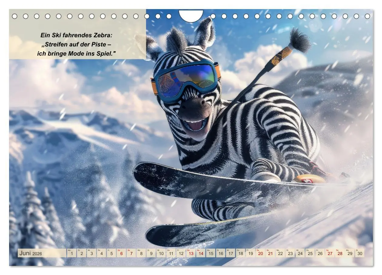 Bild: 9783457324004 | Tierisch lustige Skifahrer (Wandkalender 2026 DIN A4 quer),...