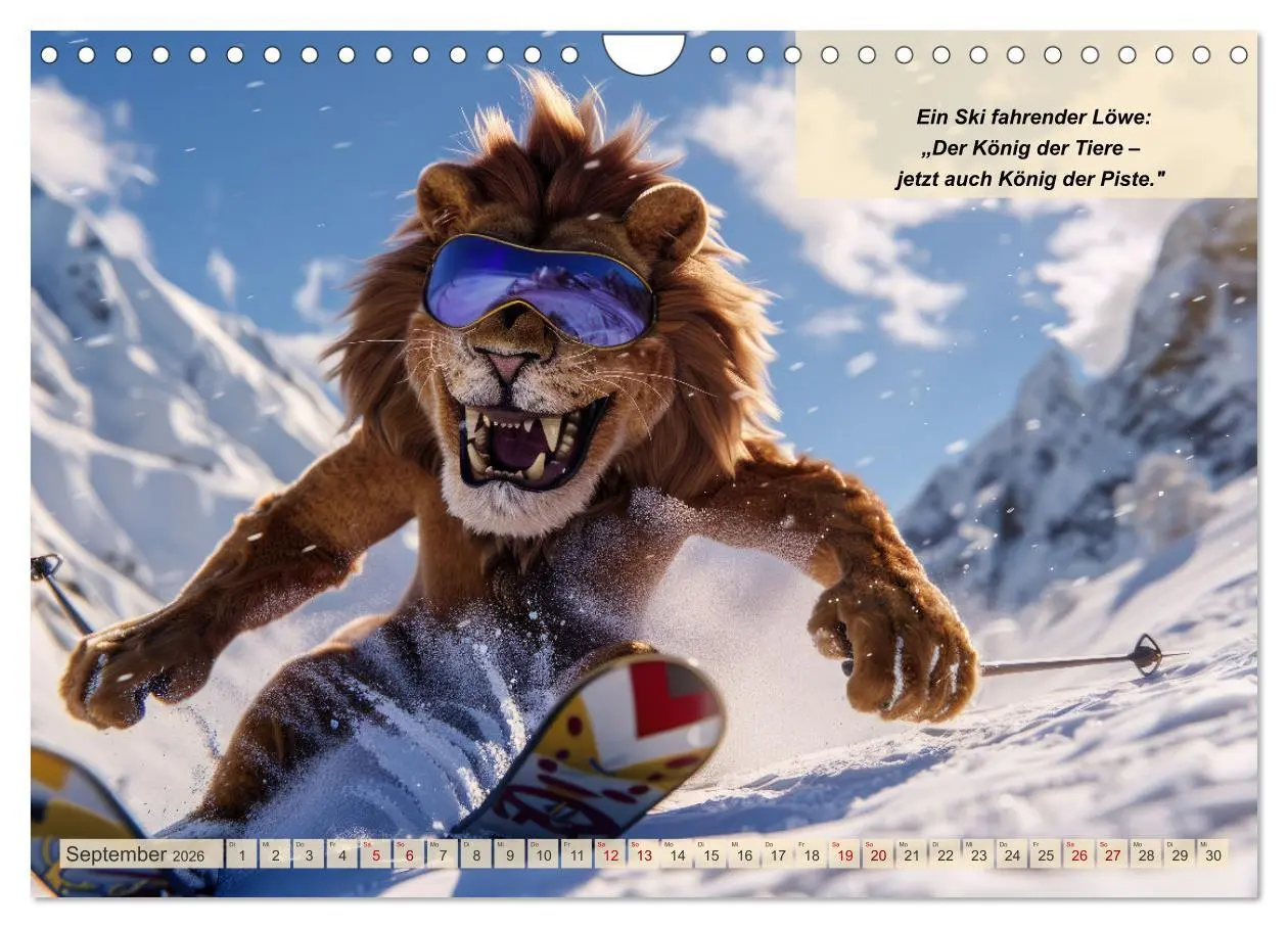 Bild: 9783457324004 | Tierisch lustige Skifahrer (Wandkalender 2026 DIN A4 quer),...