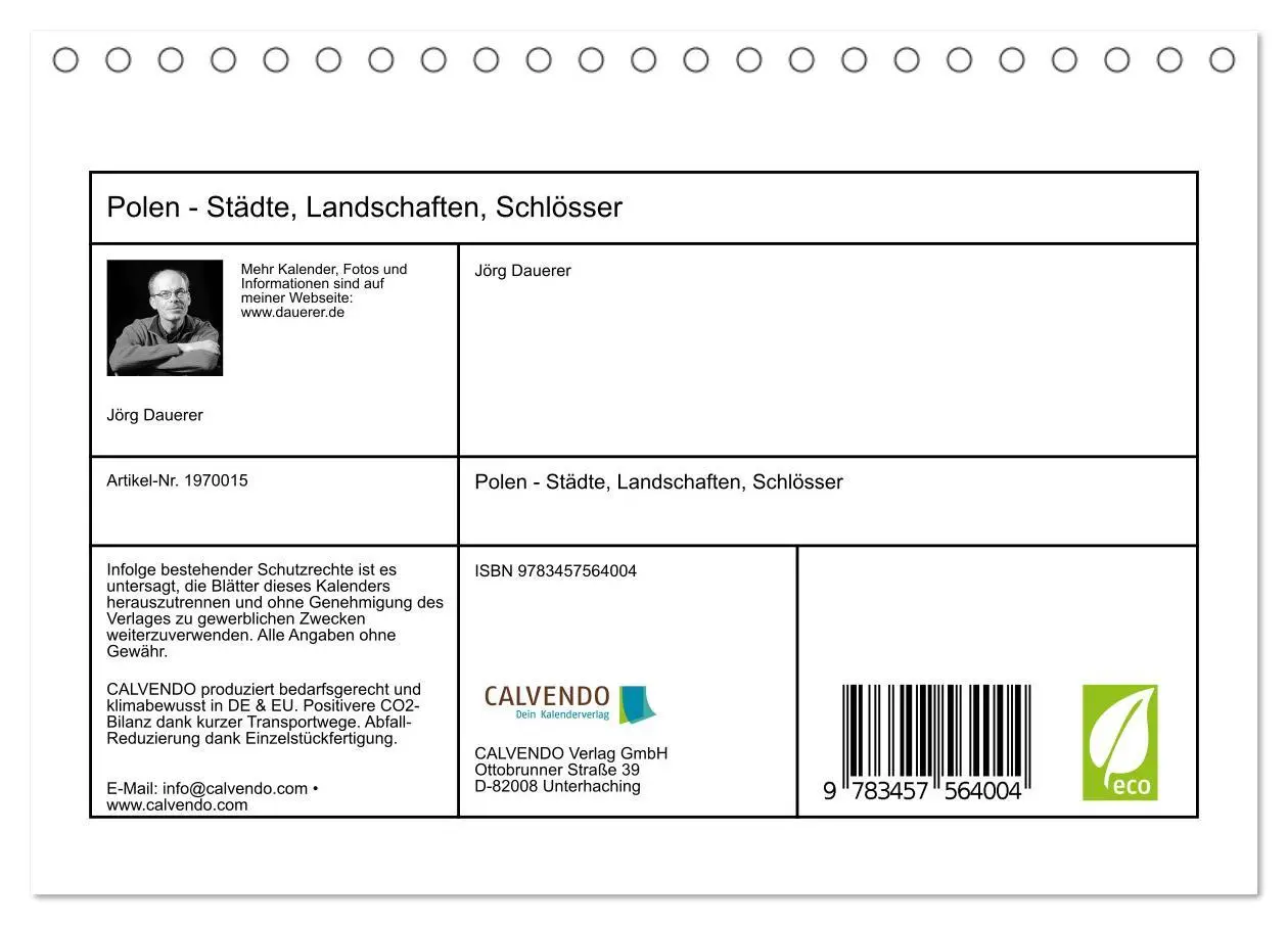 Bild: 9783457564004 | Polen - Städte, Landschaften, Schlösser (Tischkalender 2026 DIN A5...