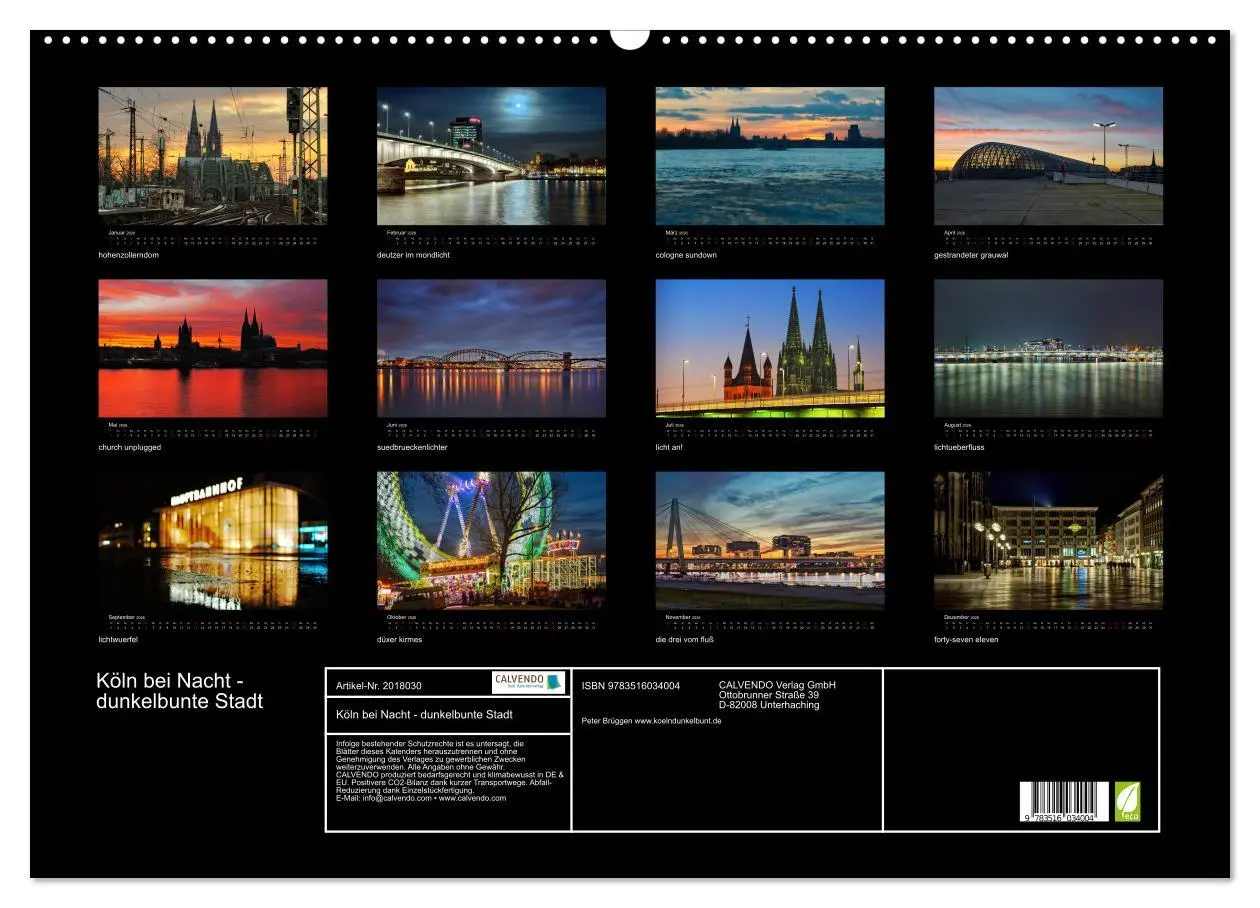 Bild: 9783516034004 | Köln bei Nacht - dunkelbunte Stadt (Wandkalender 2026 DIN A2 quer),...