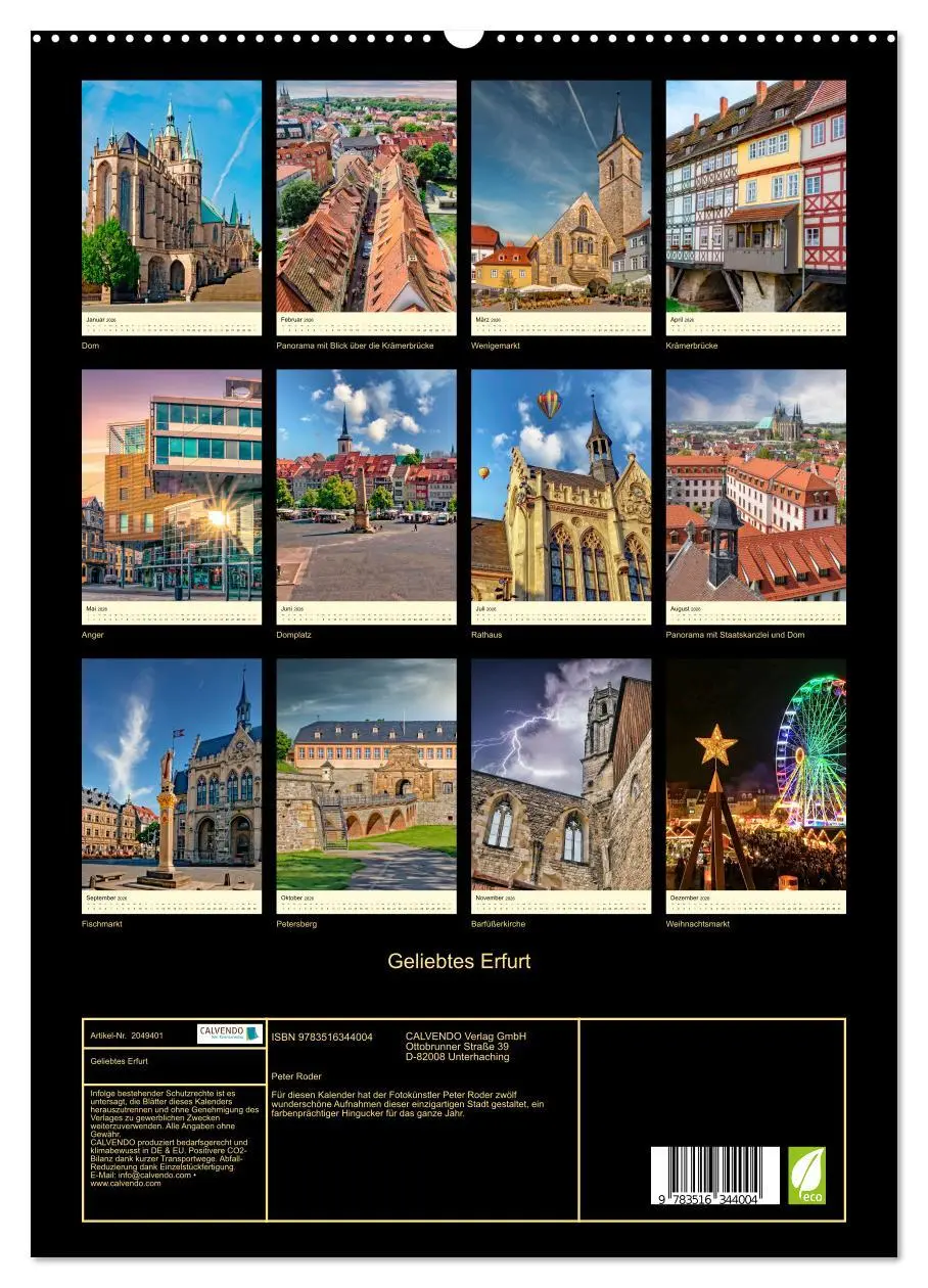 Bild: 9783516344004 | Geliebtes Erfurt (hochwertiger Premium Wandkalender 2026 DIN A2...