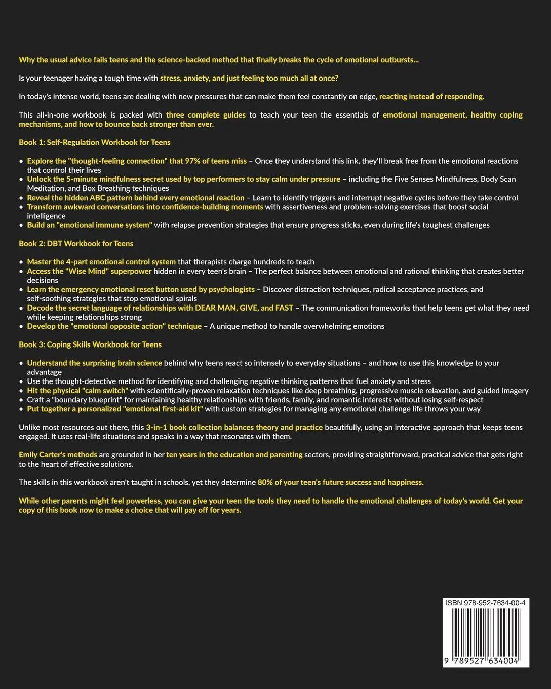 Rückseite: 9789527634004 | Self-Regulation, DBT and Coping Skills Workbook for Teens | Carter