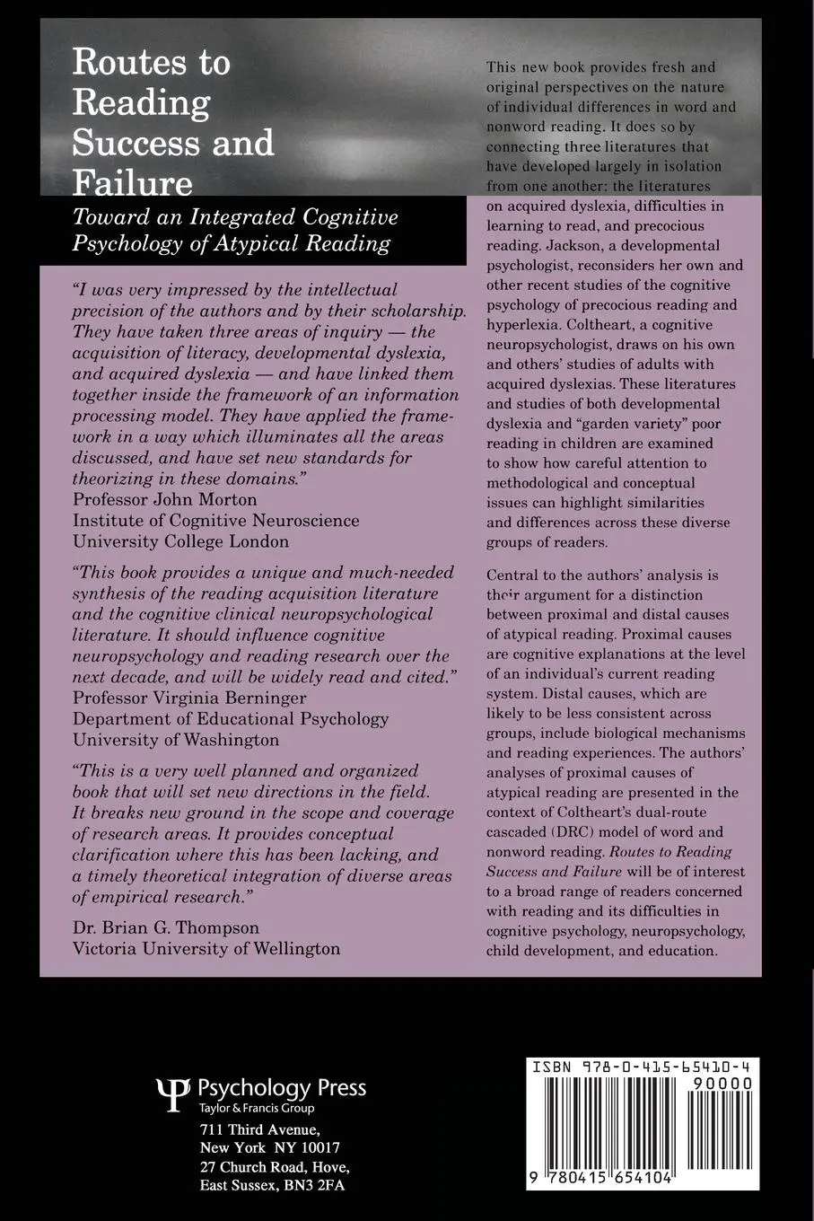 Rückseite: 9780415654104 | Routes To Reading Success and Failure | Nancy E. Jackson (u. a.)