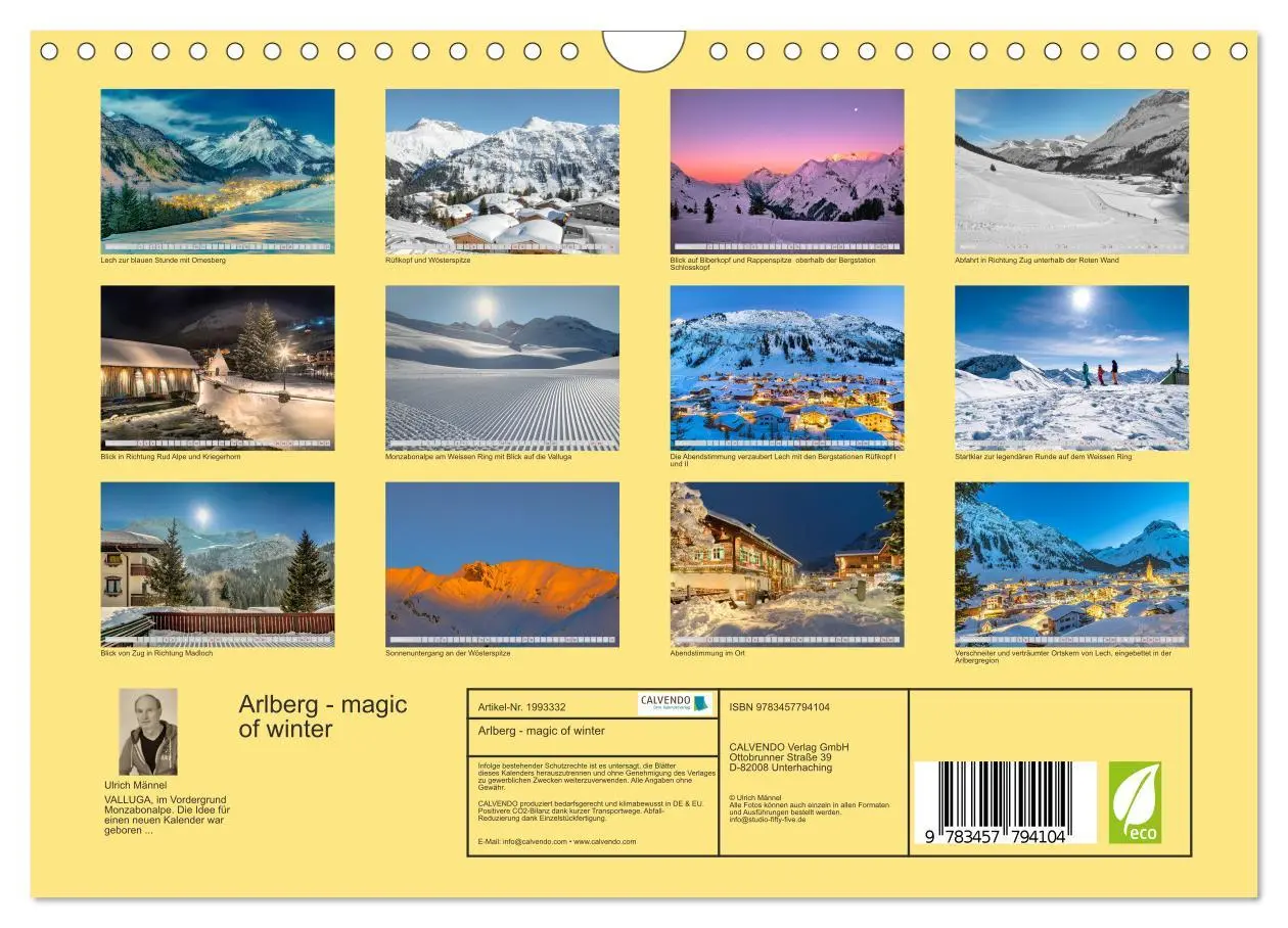 Bild: 9783457794104 | Arlberg - magic of winter (Wandkalender 2026 DIN A4 quer), CALVENDO...