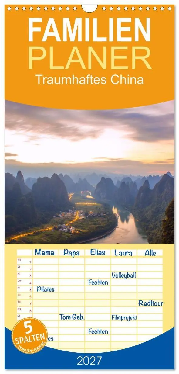 Cover: 9783594314104 | Familienplaner 2027 - Traumhaftes China mit 5 Spalten...