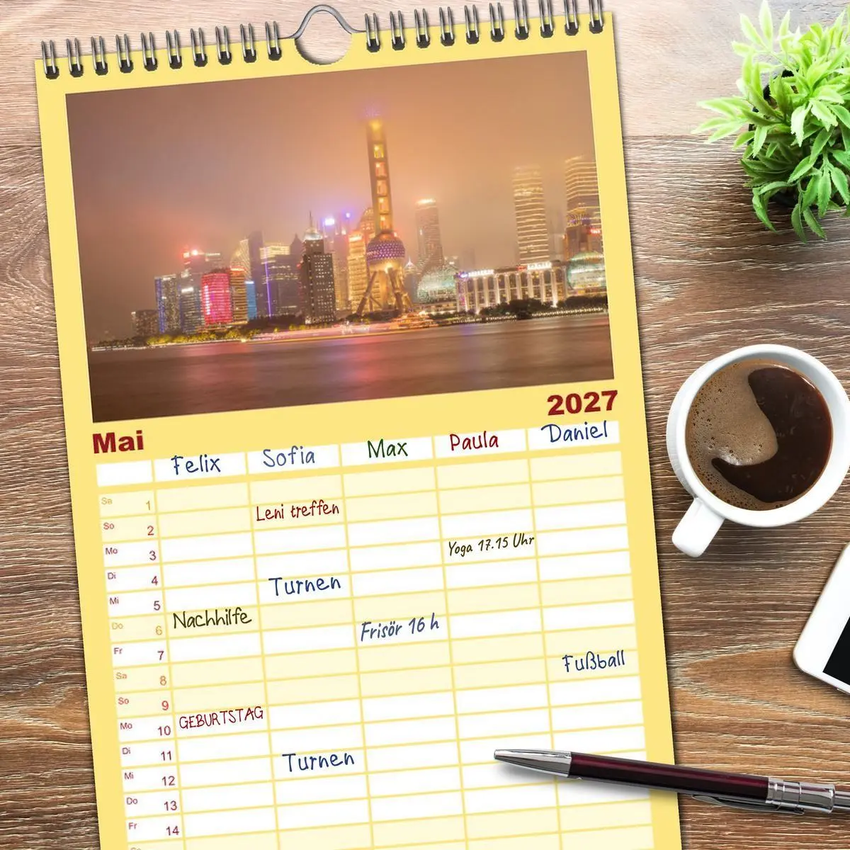 Bild: 9783594314104 | Familienplaner 2027 - Traumhaftes China mit 5 Spalten...