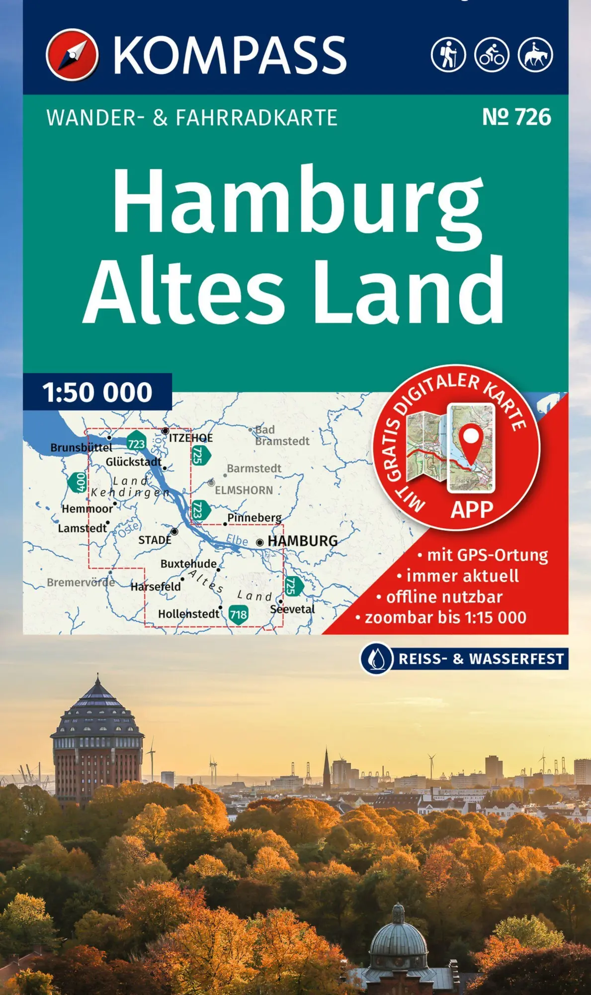 Cover: 9783991544104 | KOMPASS Wanderkarte 726 Hamburg, Altes Land 1:50.000 | (Land-)Karte