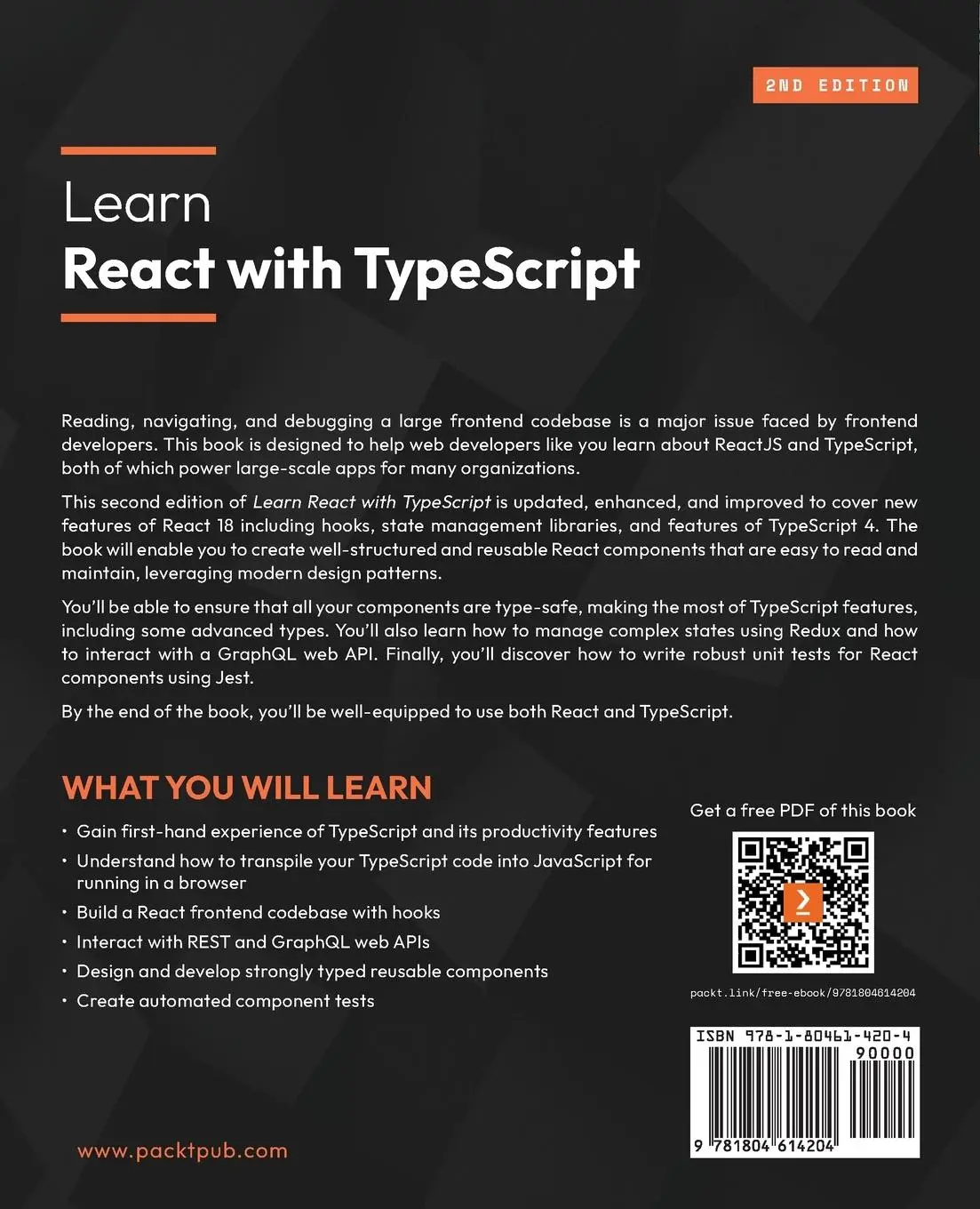 Rückseite: 9781804614204 | Learn React with TypeScript - Second Edition | Carl Rippon | Buch