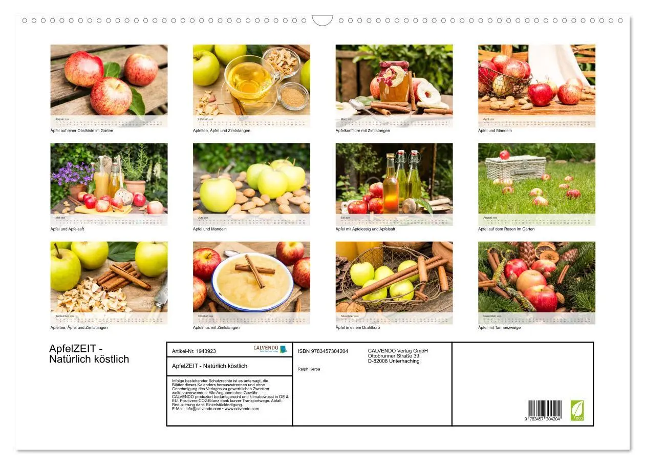Bild: 9783457304204 | ApfelZEIT - Natürlich köstlich (Wandkalender 2026 DIN A2 quer),...
