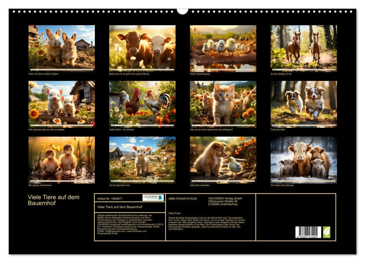 Bild: 9783457474204 | Viele Tiere auf dem Bauernhof (Wandkalender 2026 DIN A2 quer),...