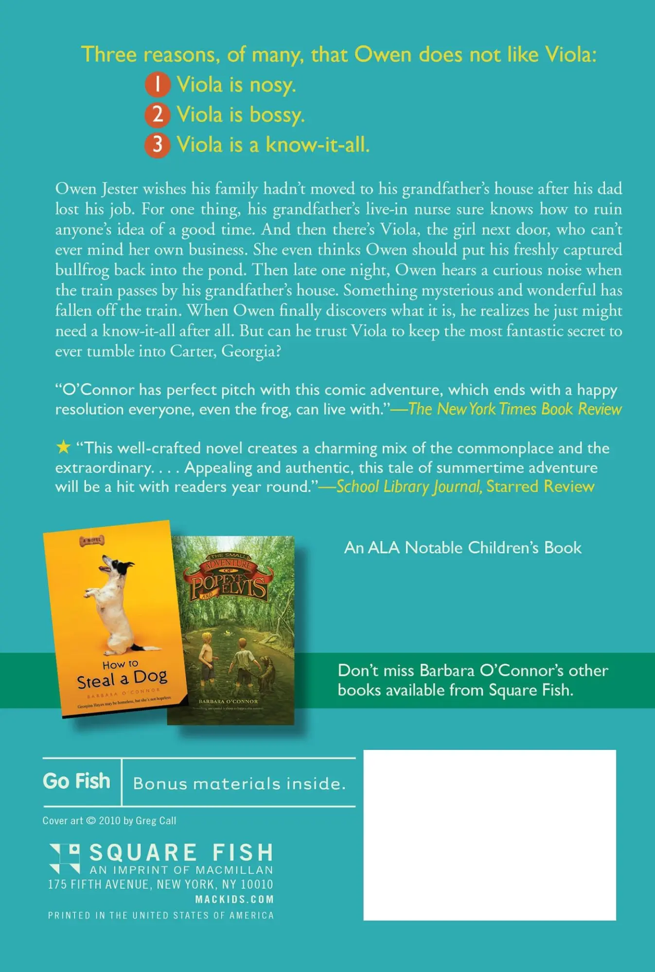 Rückseite: 9780312674304 | The Fantastic Secret of Owen Jester | Barbara O'Connor | Taschenbuch