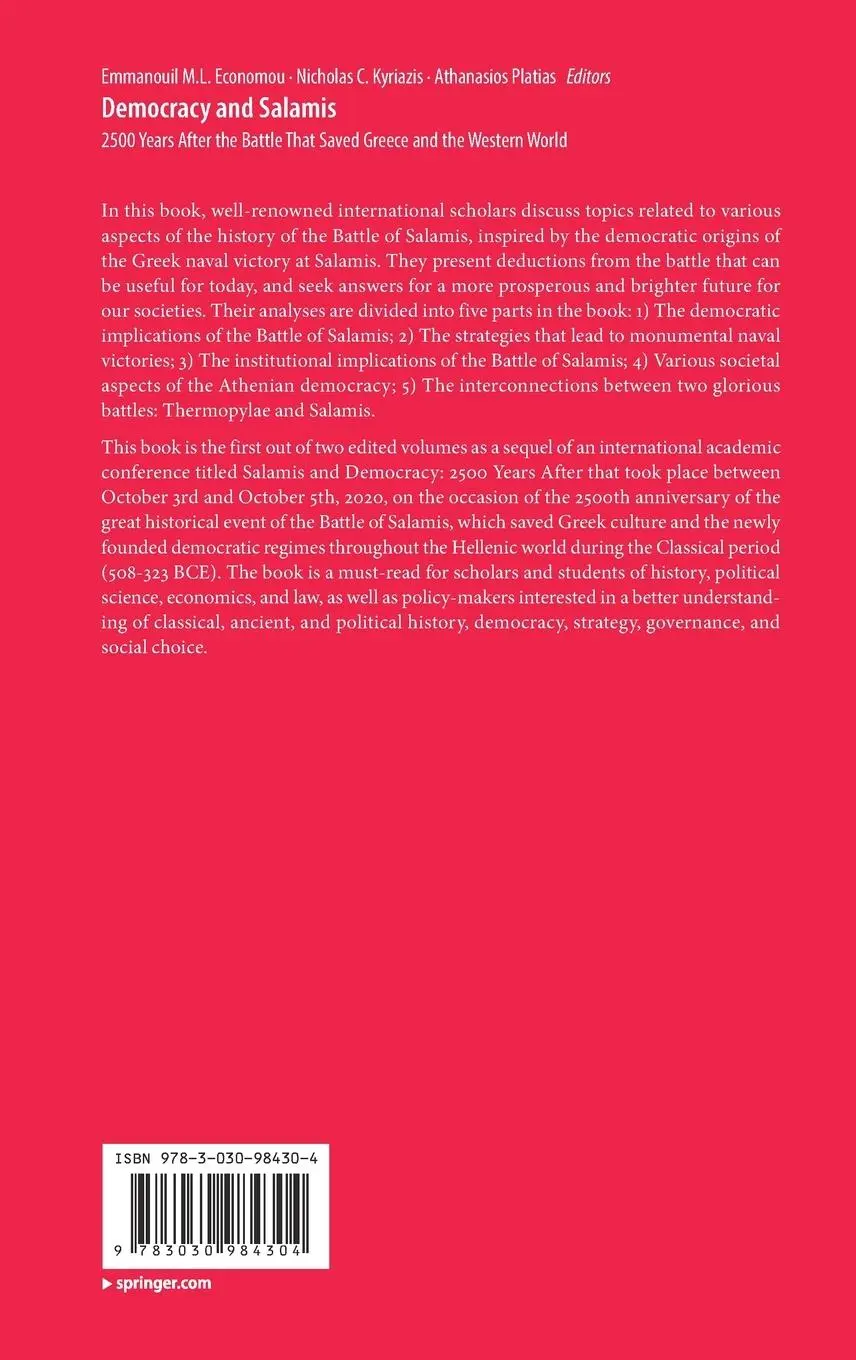 Rückseite: 9783030984304 | Democracy and Salamis | Emmanouil M. L. Economou (u. a.) | Buch | xii