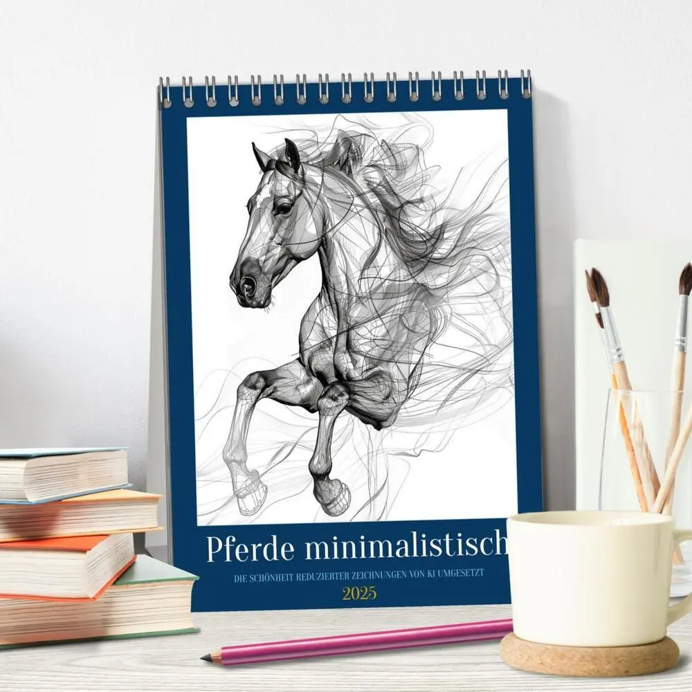 Bild: 9783383804304 | Pferde minimalistisch (Tischkalender 2025 DIN A5 hoch), CALVENDO...