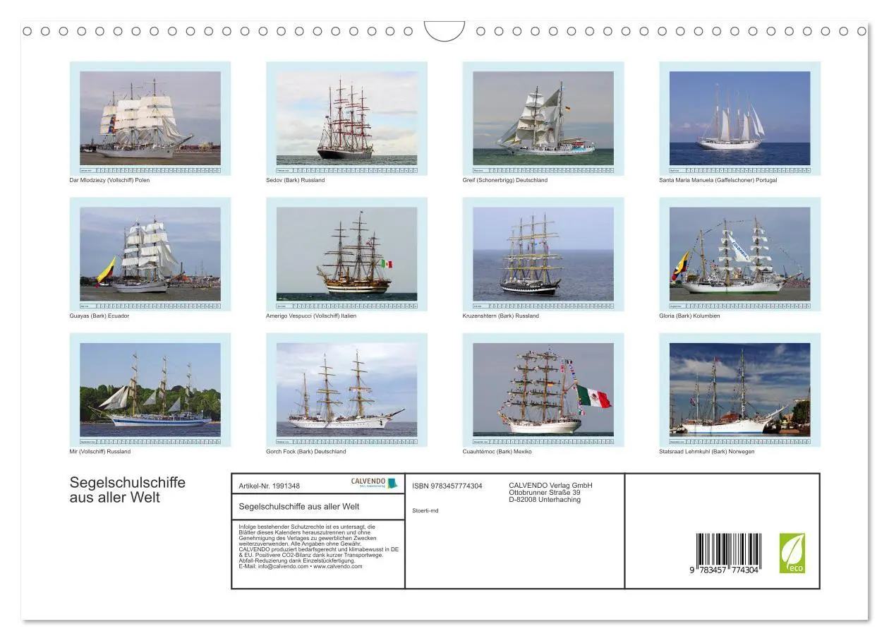 Bild: 9783457774304 | Segelschulschiffe aus aller Welt (Wandkalender 2026 DIN A3 quer),...