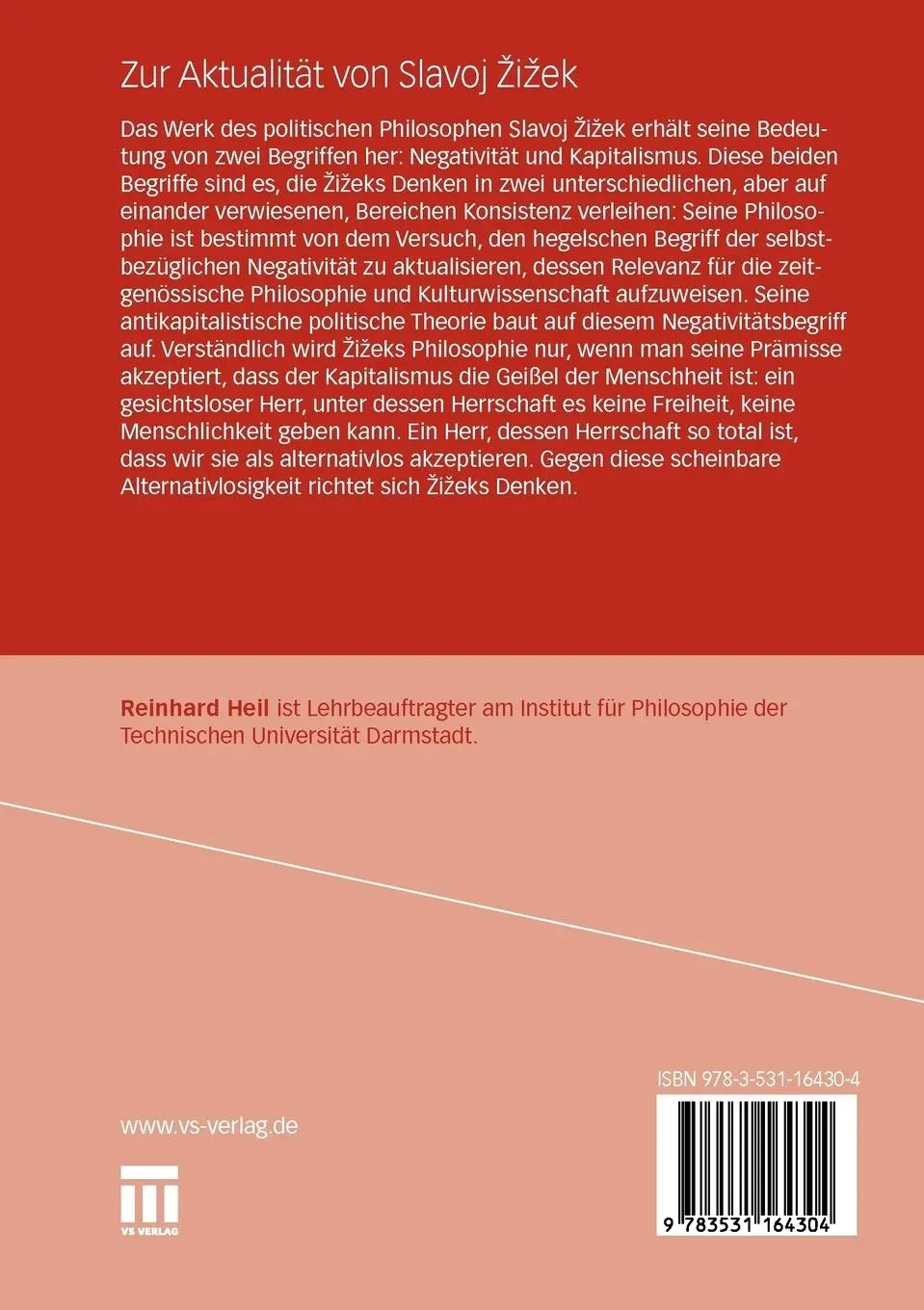 Rückseite: 9783531164304 | Zur Aktualität von Slavoj Zizek | Einleitung in sein Werk | Heil