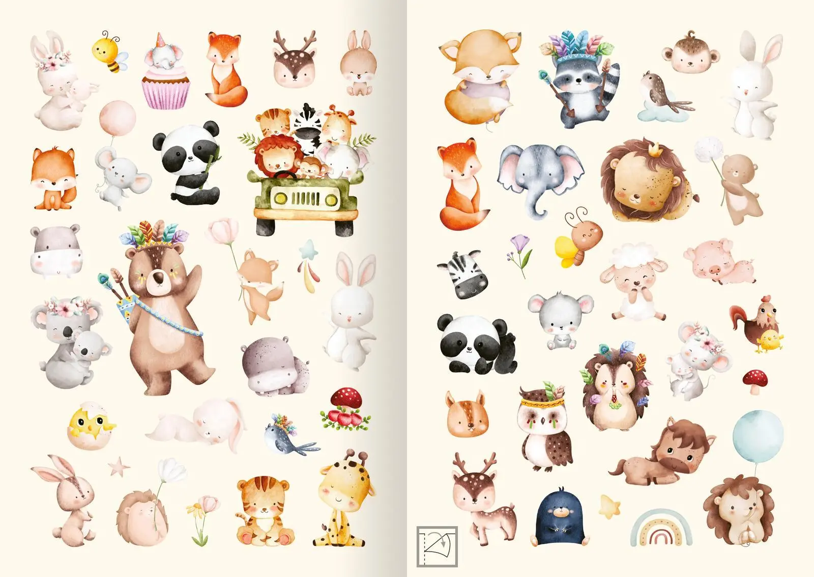 Bild: 4014489134404 | Meine Aquarell-Sticker - Tierkinder | Über 200 Sticker | 16 S. | 2024
