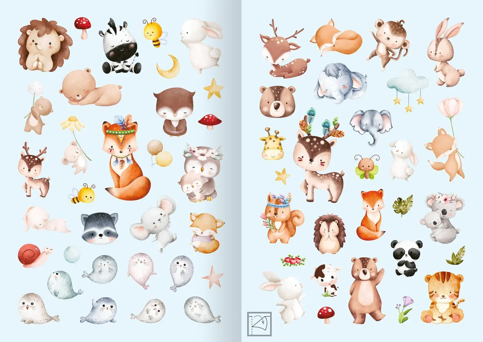 Bild: 4014489134404 | Meine Aquarell-Sticker - Tierkinder | Über 200 Sticker | 16 S. | 2024