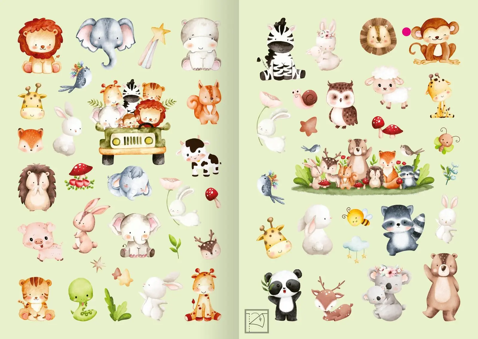Bild: 4014489134404 | Meine Aquarell-Sticker - Tierkinder | Über 200 Sticker | 16 S. | 2024