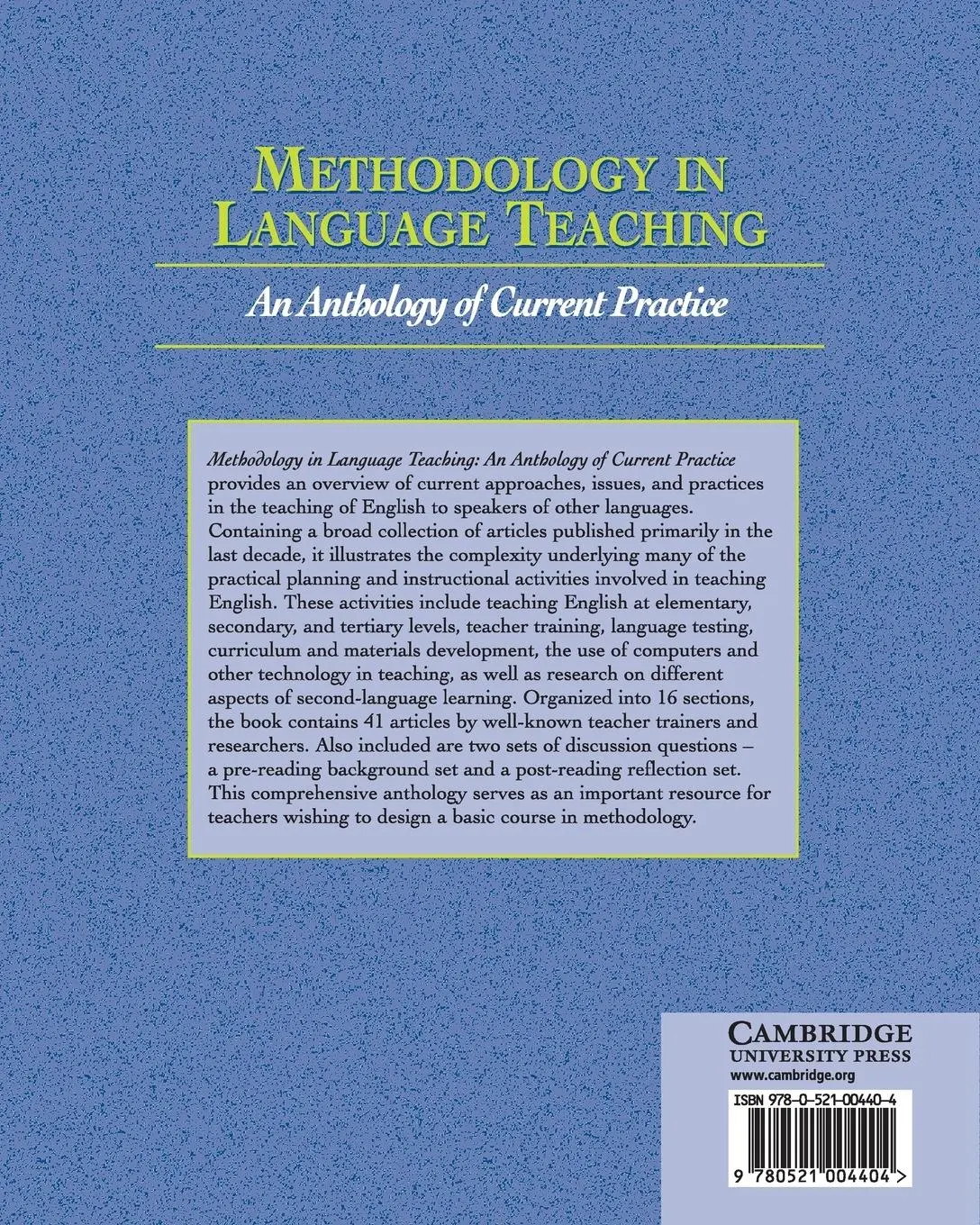 Rückseite: 9780521004404 | Methodology in Language Teaching | Jack C. Richards (u. a.) | Buch