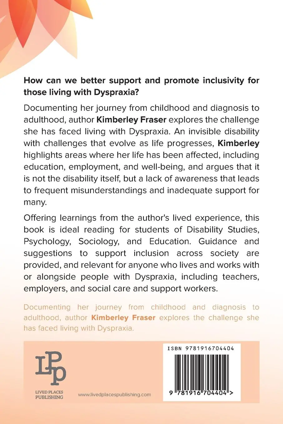 Rückseite: 9781916704404 | Lived Experiences, Challenges, and Learnings about Dyspraxia | Fraser
