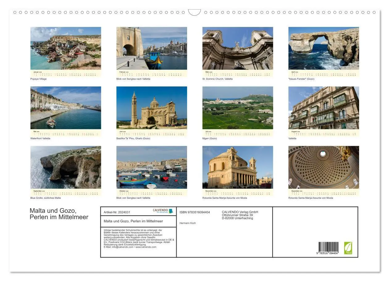 Bild: 9783516094404 | Malta und Gozo, Perlen im Mittelmeer (Wandkalender 2026 DIN A2...