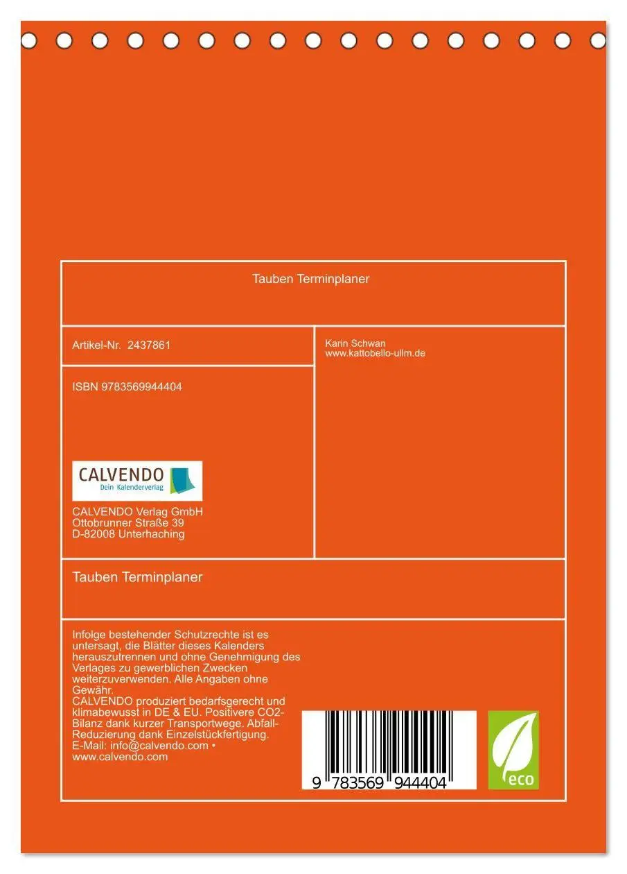 Bild: 9783569944404 | Tauben Terminplaner (Tischkalender 2027 DIN A5 hoch), CALVENDO...