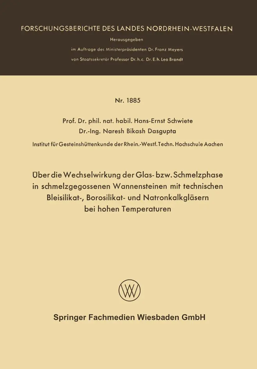 Cover: 9783663064404 | Über die Wechselwirkung der Glas- bzw. Schmelzphase in...
