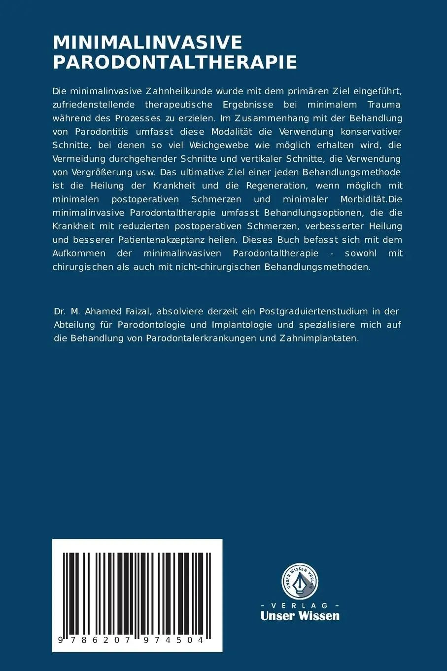 Rückseite: 9786207974504 | MINIMALINVASIVE PARODONTALTHERAPIE | M. Ahamed Faizal (u. a.) | Buch