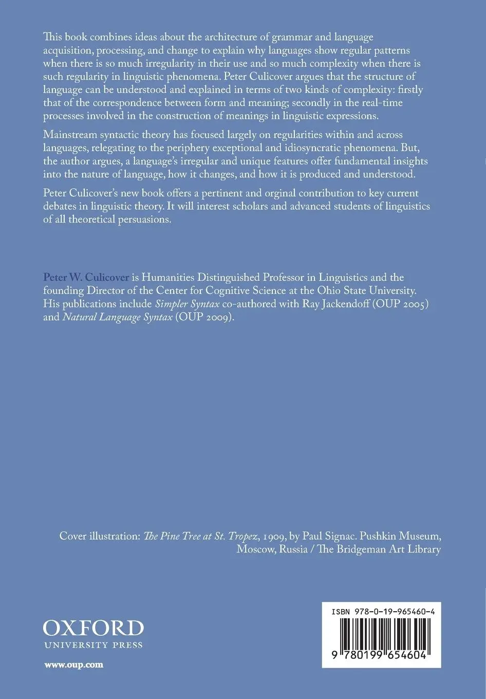 Rückseite: 9780199654604 | Grammar and Complexity | Peter Culicover | Taschenbuch | Englisch