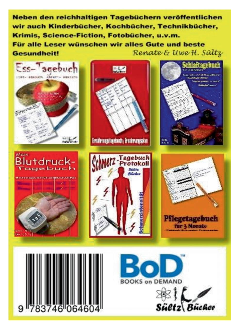 Rückseite: 9783746064604 | Diabetes Tagebuch - Blutzuckerspiegel Tagebuch XXL | Sültz (u. a.)