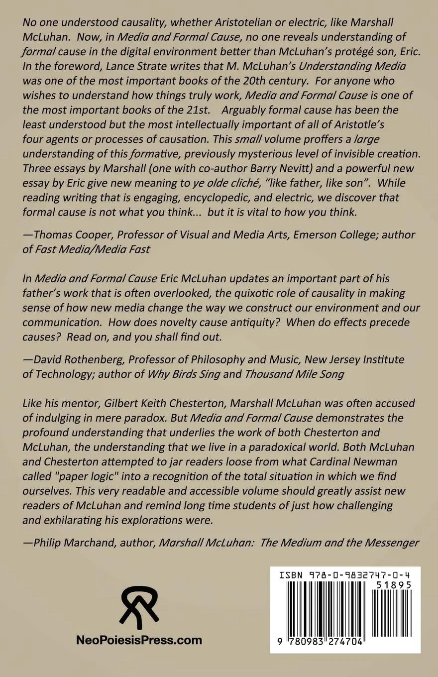 Rückseite: 9780983274704 | Media and Formal Cause | Marshall McLuhan (u. a.) | Taschenbuch | 2011