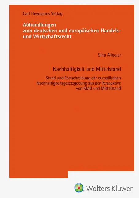 Cover: 9783452304704 | Nachhaltigkeit und Mittelstand (AHW 262) | Sina Allgeier | Buch | 2024